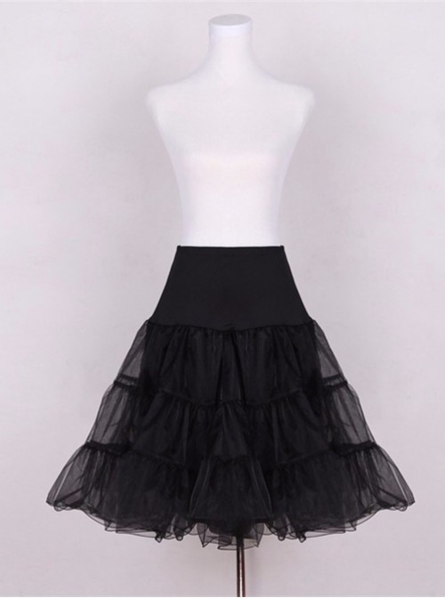 A-line Petticoat Retro Black Voile Lolita Skirt  |  Skirts