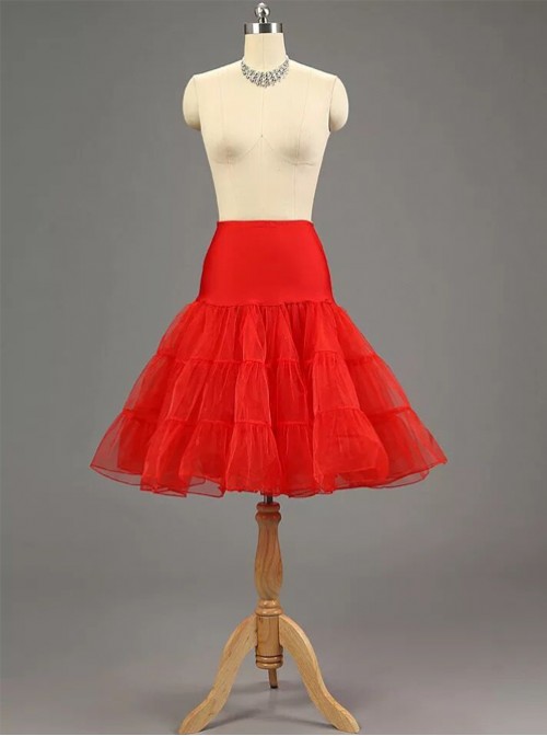 A-line Petticoat Retro Red Voile Lolita Skirt  |  Skirts