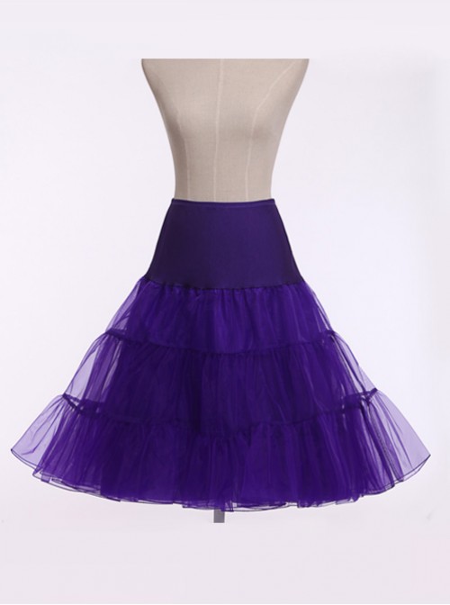 A-line Petticoat Retro Violet-blue Voile Lolita Skirt  |  Skirts