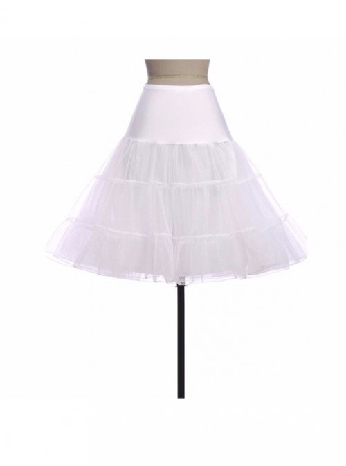 A-line Petticoat Retro White Voile Lolita Skirt  |  Skirts