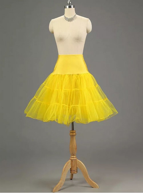 A-line Petticoat Retro Yellow Voile Lolita Skirt  |  Skirts