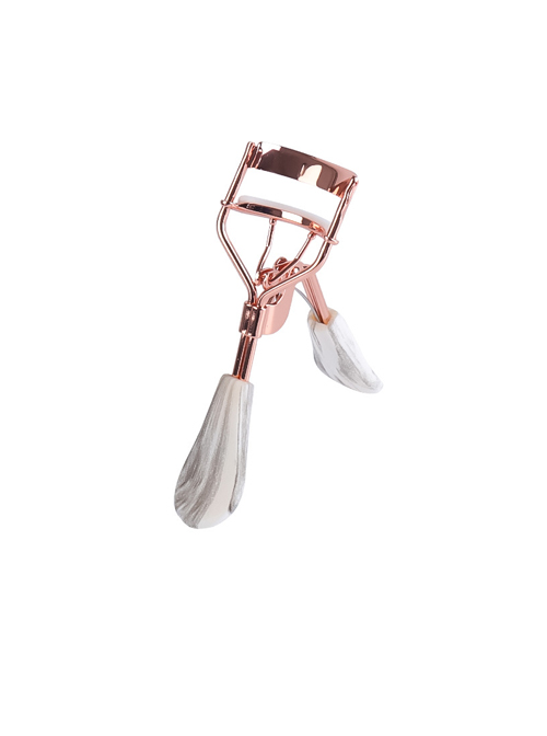 A4 Rose Gold Plating White-gray Handle Wide-angle Eyelash Curler  |  Tools & Brushes