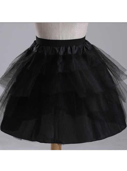 Above Knee Multilayer Black Yarn Lolita Dress Petticoat  |  Skirts