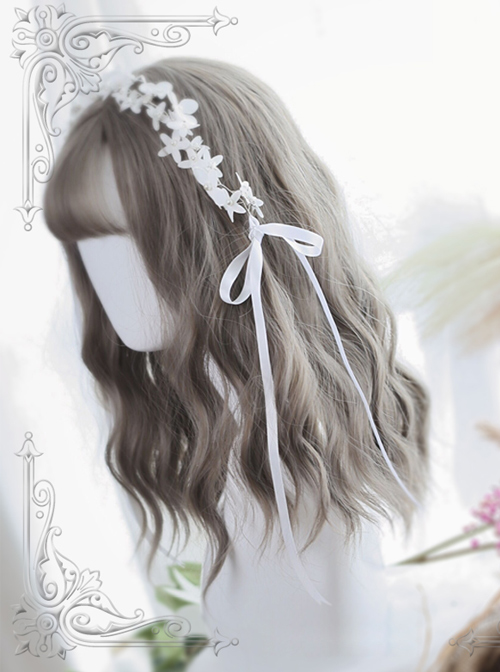 Air-bangs Gray Water Wave Curly Lolita Wig  |  Wigs