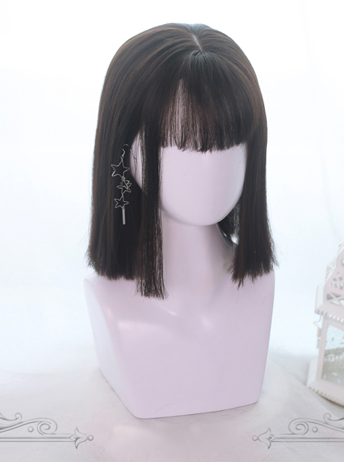 Air-bangs Medium Long Straight Hair Lolita Wigs  |  Wigs