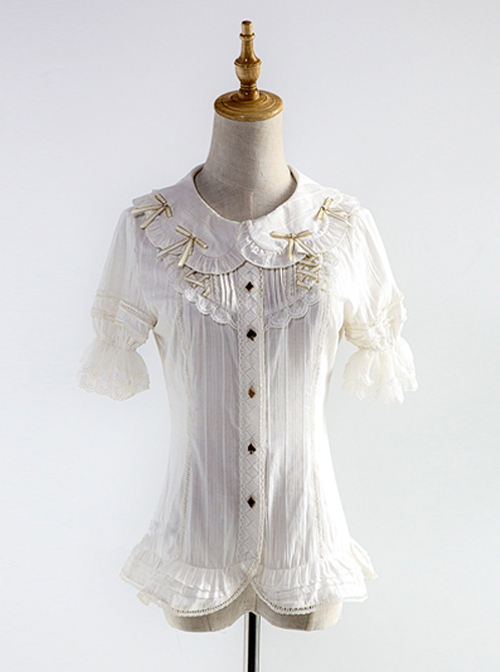 Alice’s Dreamland Series White Doll Collar Short Sleeve Classic Lolita Shirt  |  Blouses