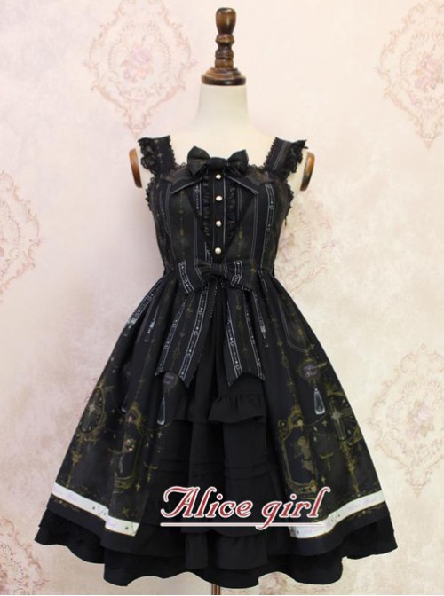 Angel Cross Series Black Bowknot Lace Lolita Sling Dress  |  Skirts