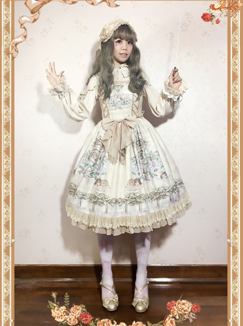 Angel’s Music Chapter Series Printing Classic Lolita Sling Dress  |  Classic Lolita Dresses