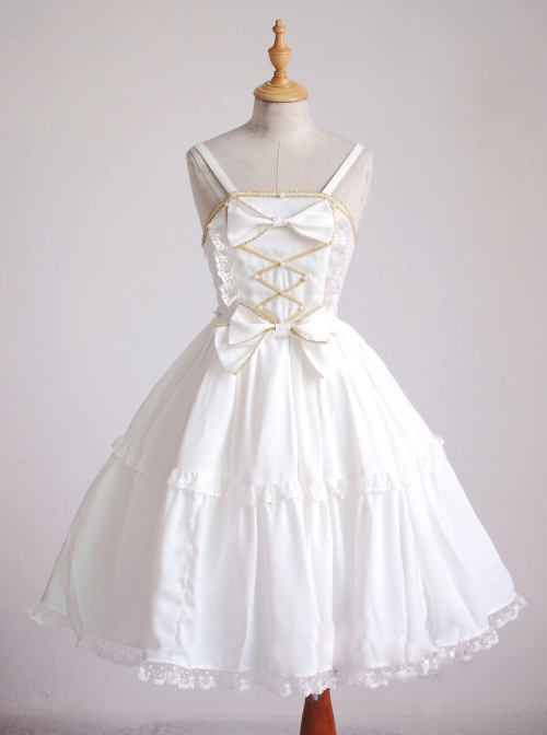 Angel’s Wedding Dress White Fashion Elegance Sweet Lolita Sling Dress  |  Sweet Lolita Dresses