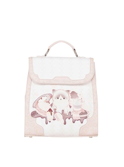 Anime Kitten Print Cute Student Large Capacity Three-Dimensional Cat Claw Print School Lolita Hand Bag Backpack  |  Lolita Bags