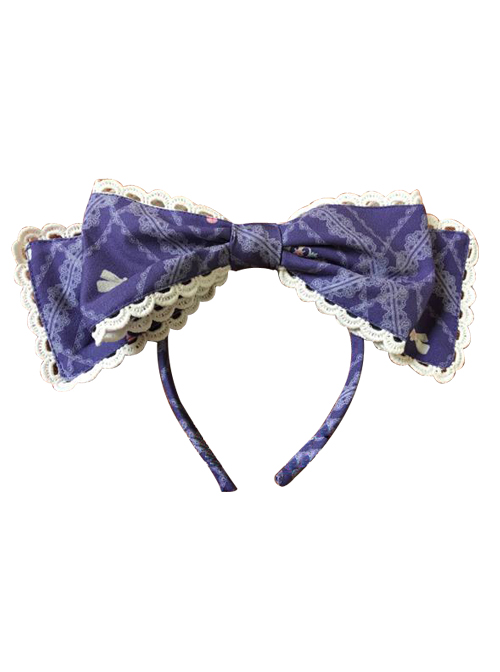 Aristocratic Cat Printing KC Bowknot Classic Lolita Head Hoop  |  Lolita Headbands