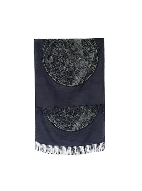 Astrology Chart Series Black Blue Cultural Creative Gift Gothic Lolita Imitation Cashmere Thin Double Sides Scarf  |  Lolita Scarves