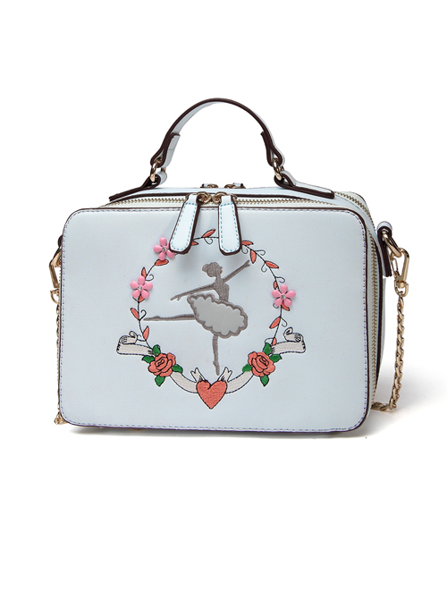 Ballet Girl Embroidery Sky Blue Classic Lolita Shoulder Bag  |  Lolita Bags