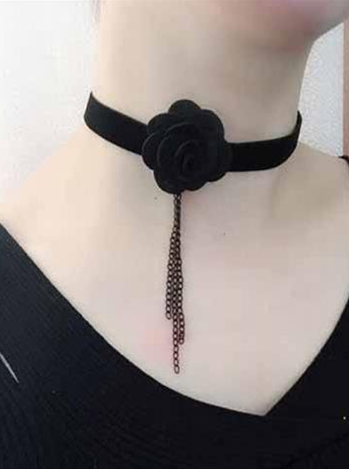 Black Cute Floral Lolita Necklace  |  Lolita Necklaces