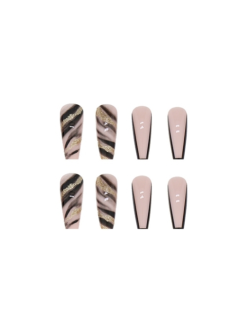 Black Gold Atmospheric French Gold Foil Black Gradient Finished Disposable Manicure Nail Pieces  |  Nails