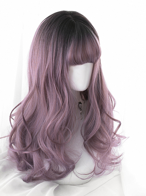 Black Gradient Purple Classic Lolita Long Curly Wigs  |  Wigs