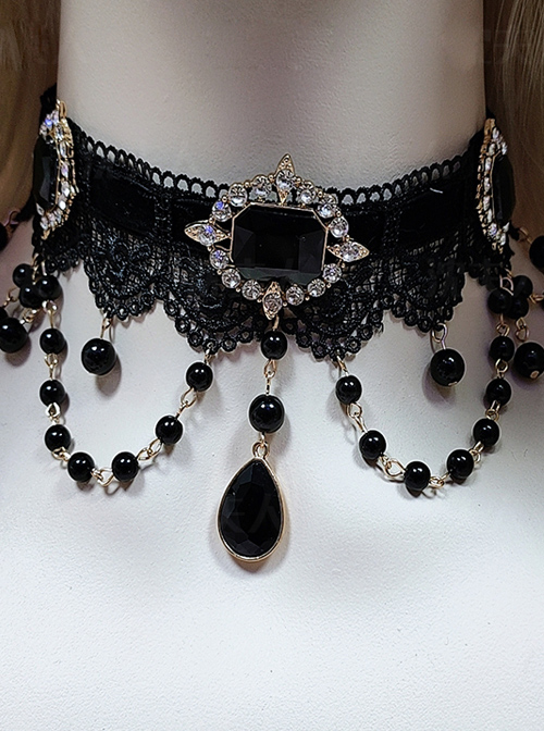 Black Lace Gorgeous Elegant Gothic Lolita Necklace  |  Lolita Necklaces