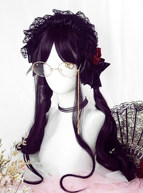 Black-purple Big Wavy Long Curly Hair Polaris Lolita Wigs  |  Wigs