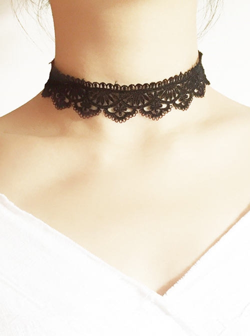 Black Retro Lace Lady Lolita Necklace  |  Lolita Necklaces