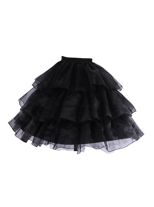 Black Violent Adjustable Inner Skirt Lace Trim Classic Lolita Skirt  |  Skirts