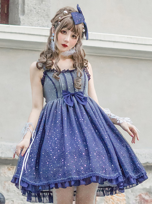 Blue Gradient Starry Sky Classic Lolita Sling Dress  |  Classic Lolita Dresses