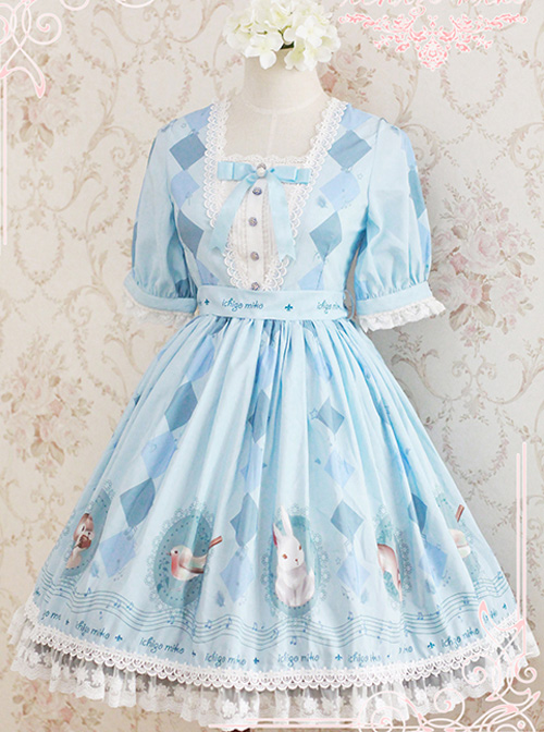 Blue Light Sweet Series Lovely Print Dress  |  Plus Size Lolita Dresses