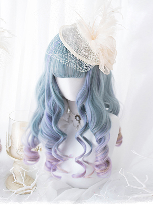 Blue Purple Mix Gradient Long Curly Hair Classic Lolita Wigs  |  Wigs