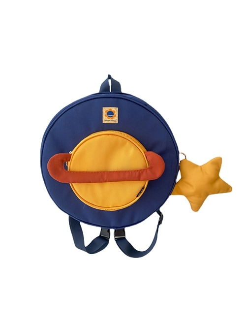 Blue Yellow Color Contrast Planet Design Star Decoration Large Capacity Round Backpack Sweet Lolita Backpack  |  Lolita Bags