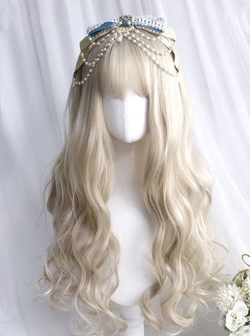 Bobo Milk Tea Series Doll Sense Sophisticated Elegant Versatile Long Curly Hair Flat Bangs Sweet Lolita Full Head Wig  |  Wigs