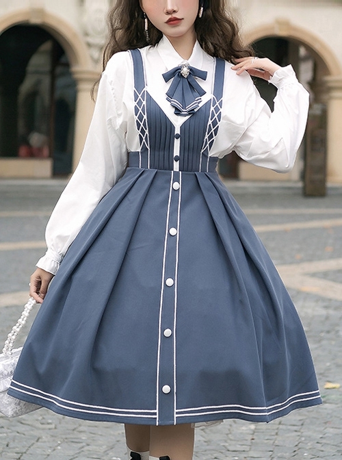 Book Of Lies Series JSK Blue Concise Elegant Classic Lolita Sling Dress  |  Classic Lolita Dresses