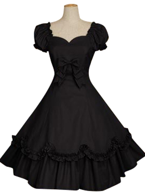 Bow Cotton Short Sleeves Classic Lolita Dress  |  Classic Lolita Dresses