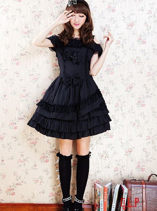 Bowknot Classic Lolita Off-the-shoulder Dress  |  Plus Size Lolita Dresses