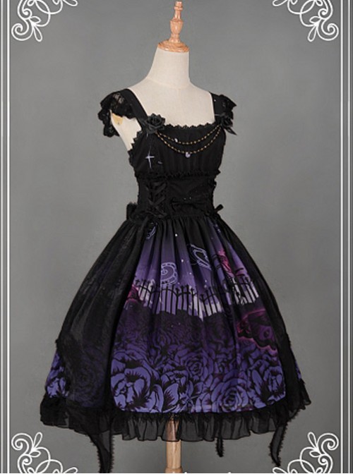 Bowknot Natural Waist & Flower Decorated Lolita JSK  – Butterfly Cemetery by Souffle Song  |  Plus Size Lolita Dresses