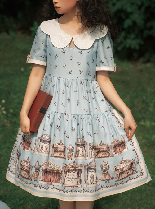 Box Theater Series OP Classical Embroidery A-line Hem Classic Lolita Short Sleeve Dress  |  Classic Lolita Dresses