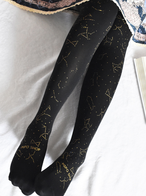 Bronzing Constellation Printing Classic Lolita Pantyhose  |  Lolita Socks