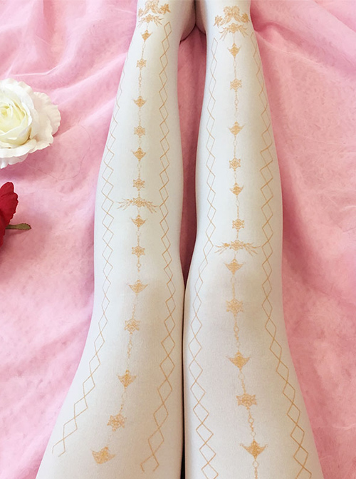 Bronzing Printing Velvet Classic Lolita Pantyhose  |  Lolita Socks