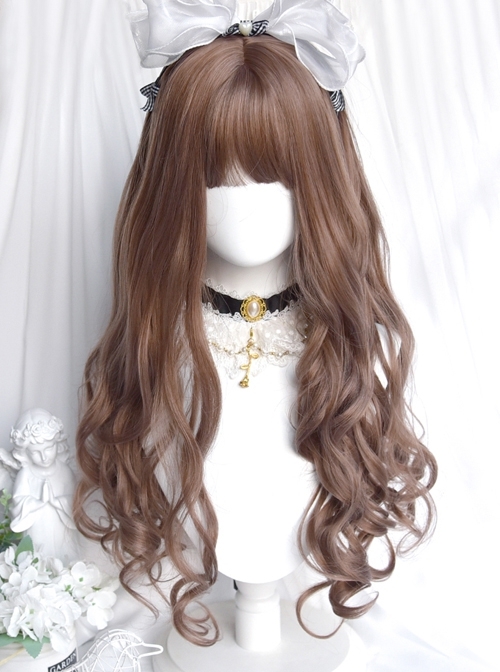 Brown Eared Rabbit Series Daily Natural Brown Classic Lolita Long Curly Wig  |  Wigs