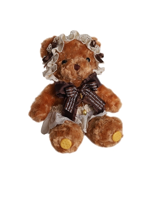 Brown Plush Bear Sweet Cute Lace Bowknot Decoration Sweet Lolita Bead Chain Messenger Bag  |  Lolita Bags