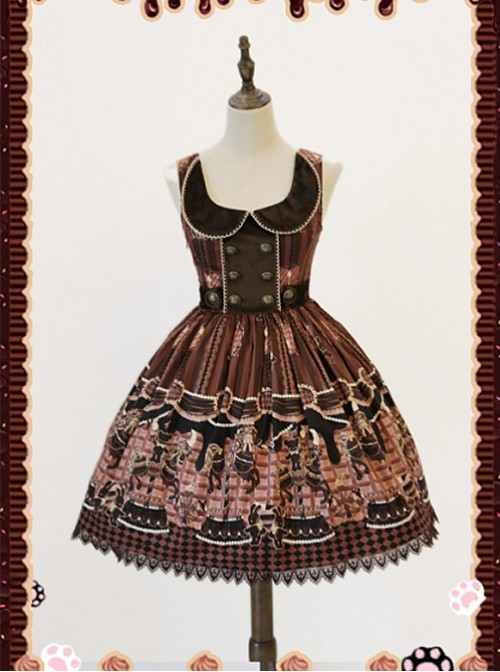 Brown Round Collar Chocolate Carousel Infanta Dress  |  Punk Lolita Dresses