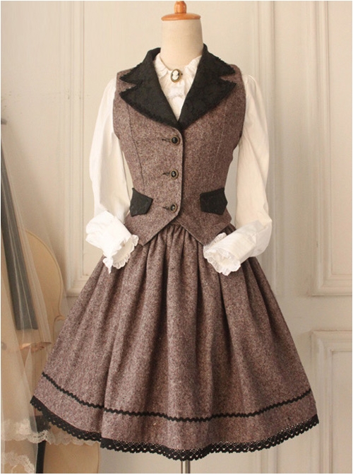 Brown Vintage  Vest Lolita Skirt Suit  |  Plus Size Lolita Dresses