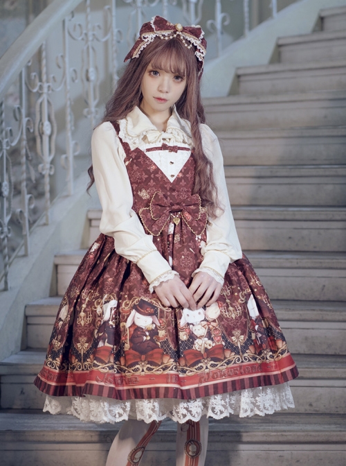 Bunnies In Pokerland Series JSK Cotton Printing Sweet Lolita Sling Dress  |  Sweet Lolita Dresses