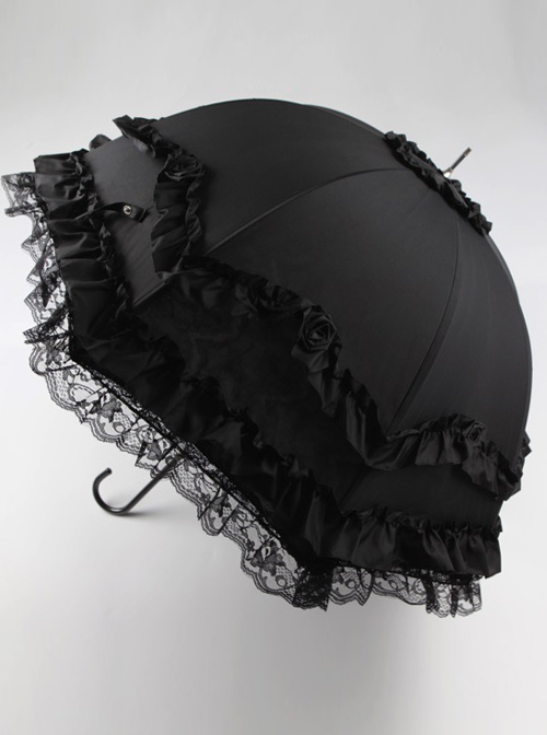 Capulet Dance Party Series Rose Lace Classic Lolita Long Umbrella  |  Lolita Umbrellas