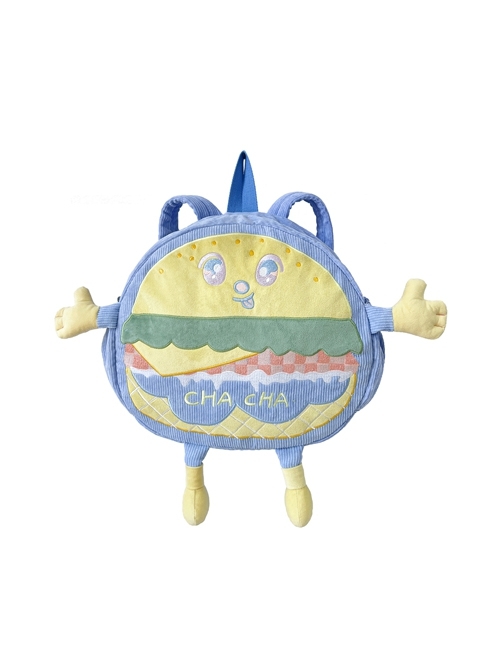 Cartoon Cute Hamburger Anthropomorphic Student Large-Capacity Plush Sweet Lolita Backpack  |  Lolita Bags