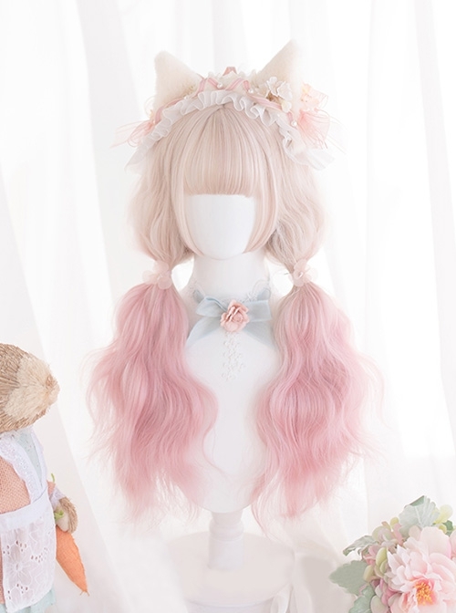 Cherry Blossom Puff Series Harajuku Soft Girl Daily Pink Gradient Egg Roll Long Curly Hair Sweet Lolita Wig  |  Wigs