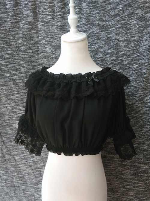 Chiffon Lace Classic Lolita Half Sleeve Shirt  |  Blouses