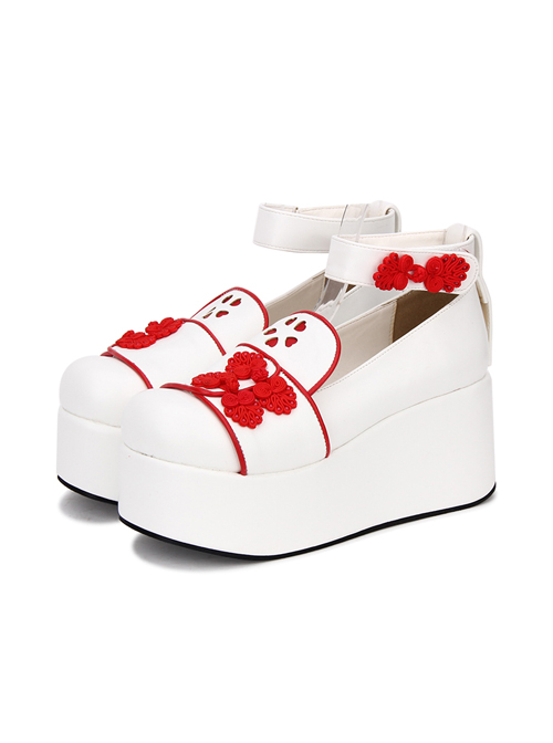 Chinese Style Cheongsam Buckle Decoration Classic Lolita Thick Base Shoes  |  Lolita Shoes