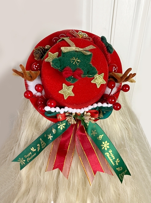 Christmas Antlers Bells Handmade Stars Wool Felt Classic Lolita Hat  |  Kids Headbands