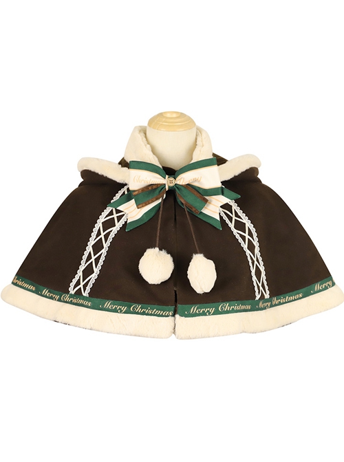 Christmas Story Series Warm Short Plush Sweet Lolita Winter Hooded Cloak  |  Coat & Jacket