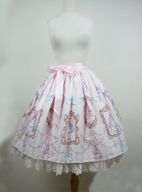 Cinderella Series Exquisite Graphic Print Design Jacquard Lace Hem Classic Lolita Sweet Skirt  |  Skirts