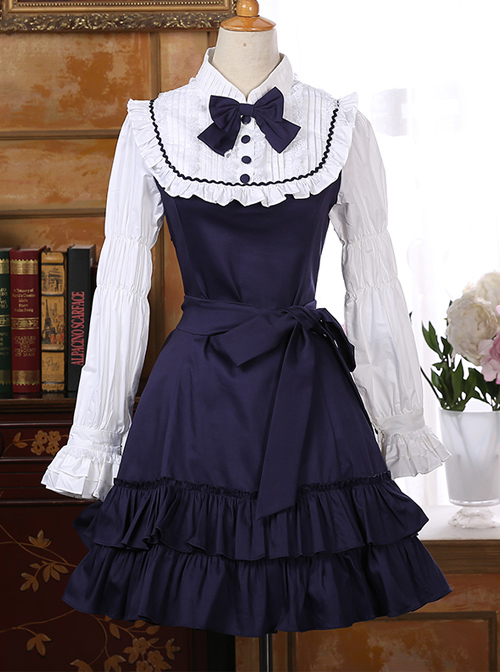 Classic Cotton Long Sleeves Ruffle Lolita Dress  |  Classic Lolita Dresses